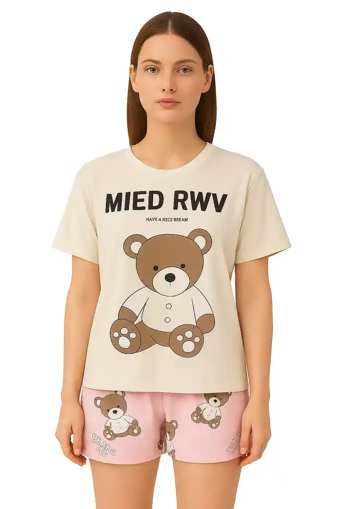 Conjunto De Pijama Estampada De Dos Piezas Talla Unica