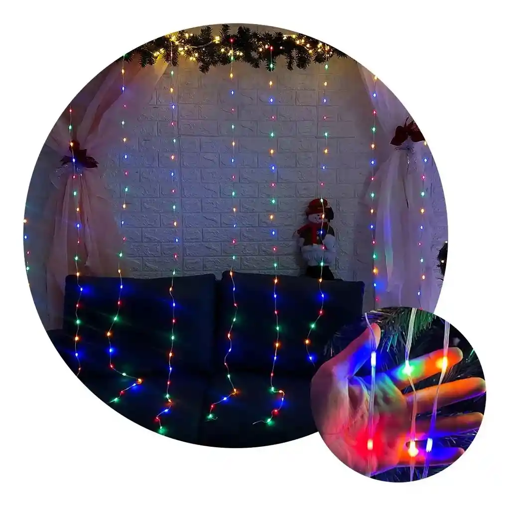 Cortina Luces Led Navidad 3m X 60cm