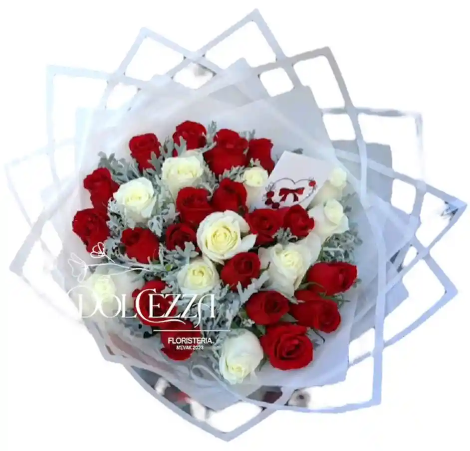 Flores Rosas Rojas Y Blancas X48