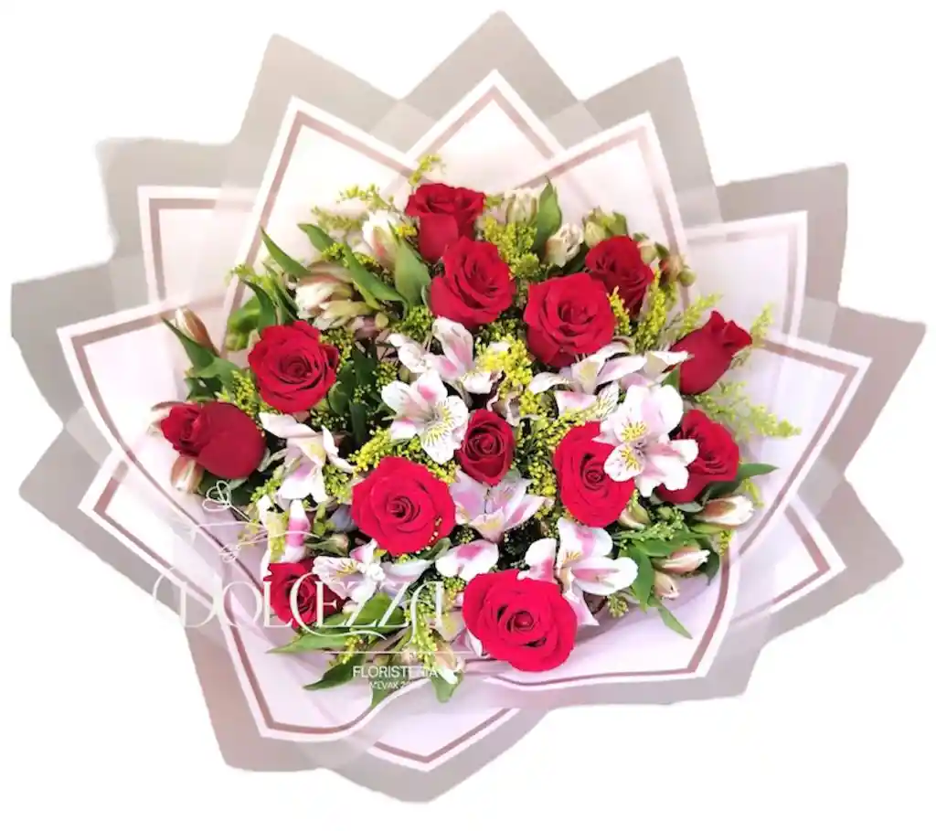 Flores Rosas Rojas Y Astromelia