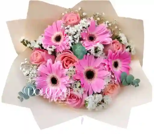 Flores Rosas Rosadas Y Gerberas Rosadas