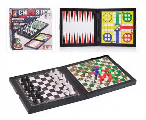 Ajedrez Magnético Juego De Mesa Ludo Serpiente Y Escalera 5 En 1