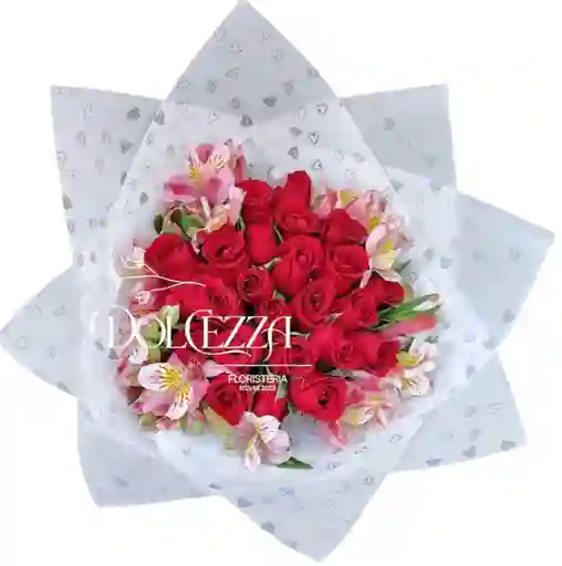 Flores Rosas Rojas Y Astromelia