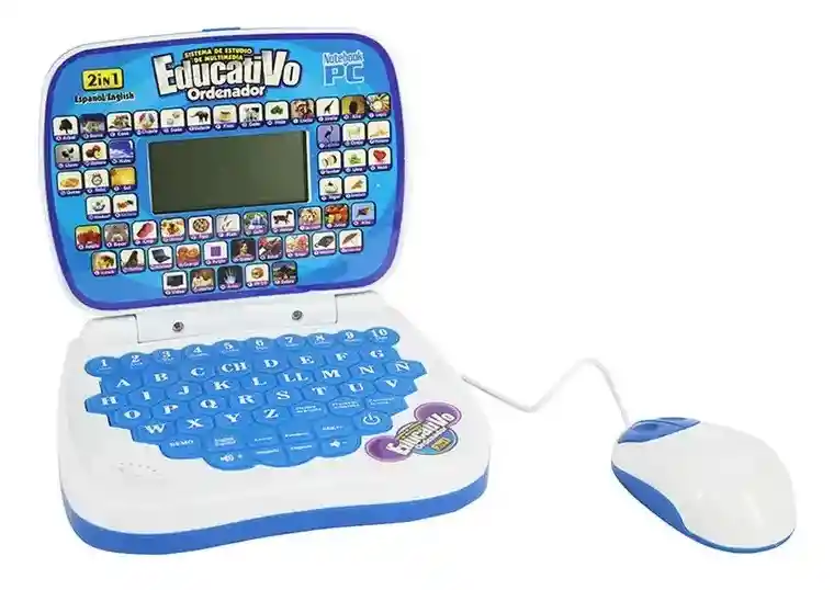 Mini Computador Portátil Mouse Didáctico Infantil Educativo Color Azul