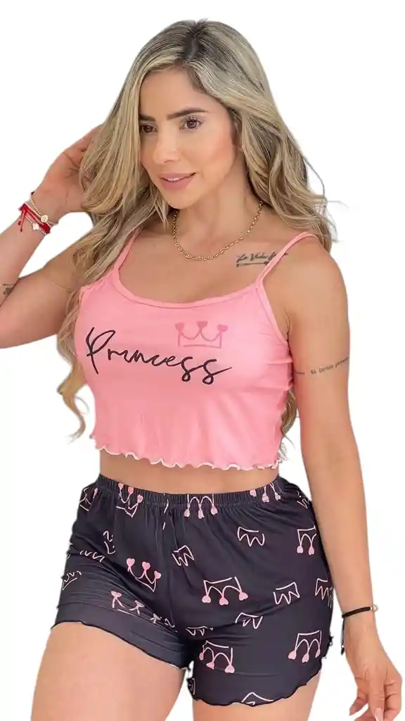 Conjunto De Pijama Short Estampada Talla Unica