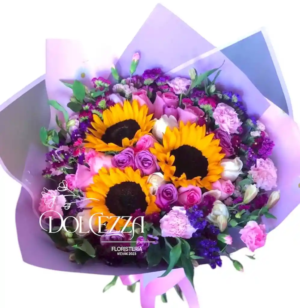 Flores Girasoles Y Flores Moradas Purple Heart