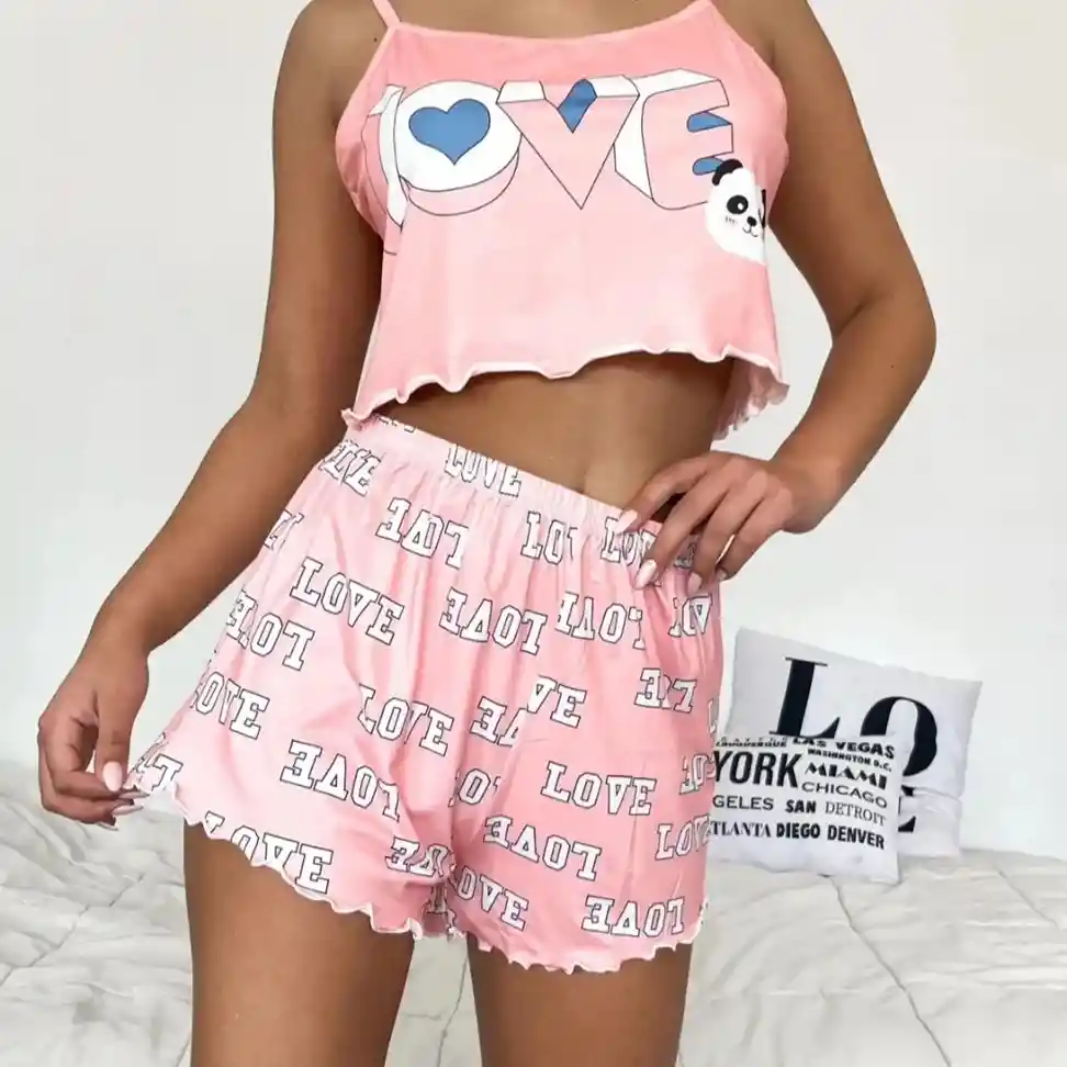 Conjunto De Pijama Estampada Short Talla Unica