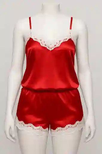 Conjunto Pijama En Satin Con Detalles De Encaje