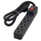 Multitoma Negra De 4 Salidas Con Supresor De Picos