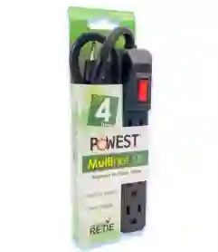 Multitoma Negra De 4 Salidas Con Supresor De Picos