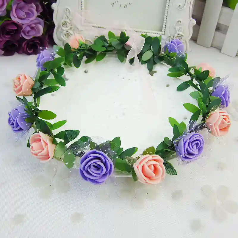 Corona Flores Diadema Con Luces