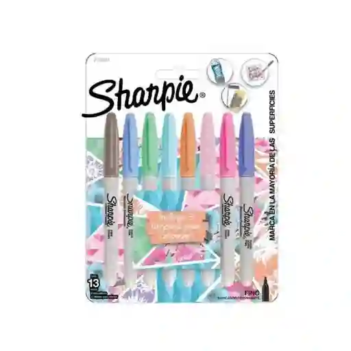 Marcador Permanente Punta Fina Sharpie X8 Colores