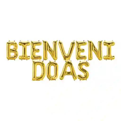 Letrero Metalizado Bienvenidos Dorado Sin Inflar