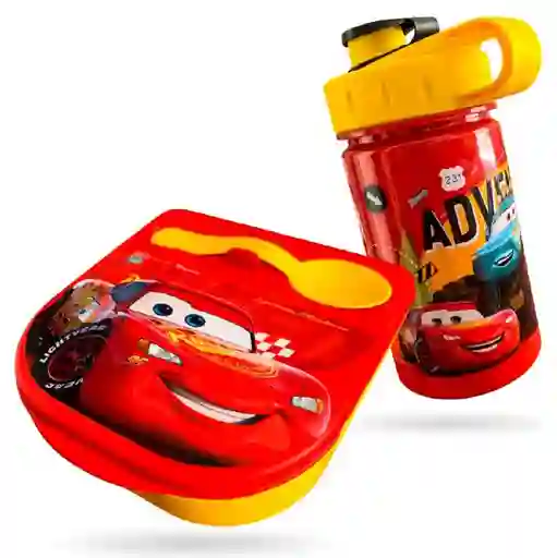 Lonchera Cars + Botilito 325ml Hermético Infantil Escolar - Rojo