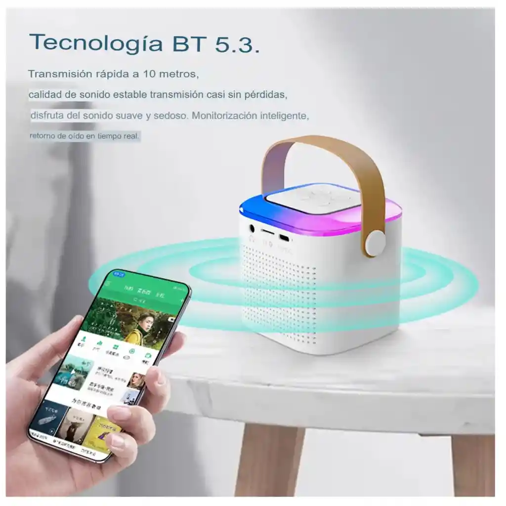 Kit Parlante Y Micrófono Karaoke Para Niños Bluetooth Rgb Y1