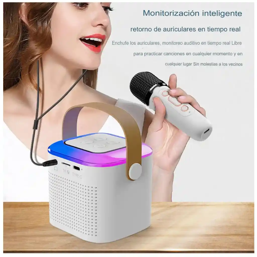 Kit Parlante Y Micrófono Karaoke Para Niños Bluetooth Rgb Y1