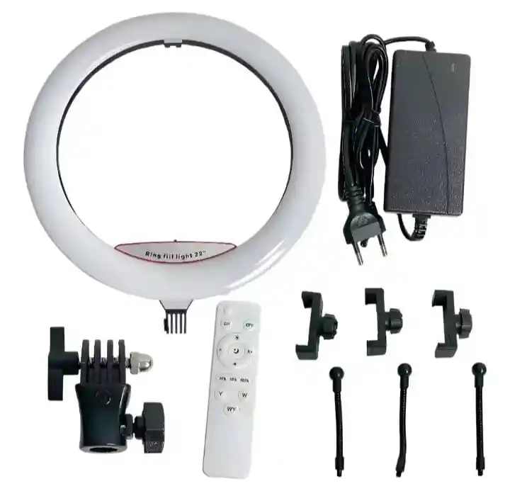Aro De Luz 56cm + Trípode+ Control -ljj-56profesional Negro Blanco Neutro