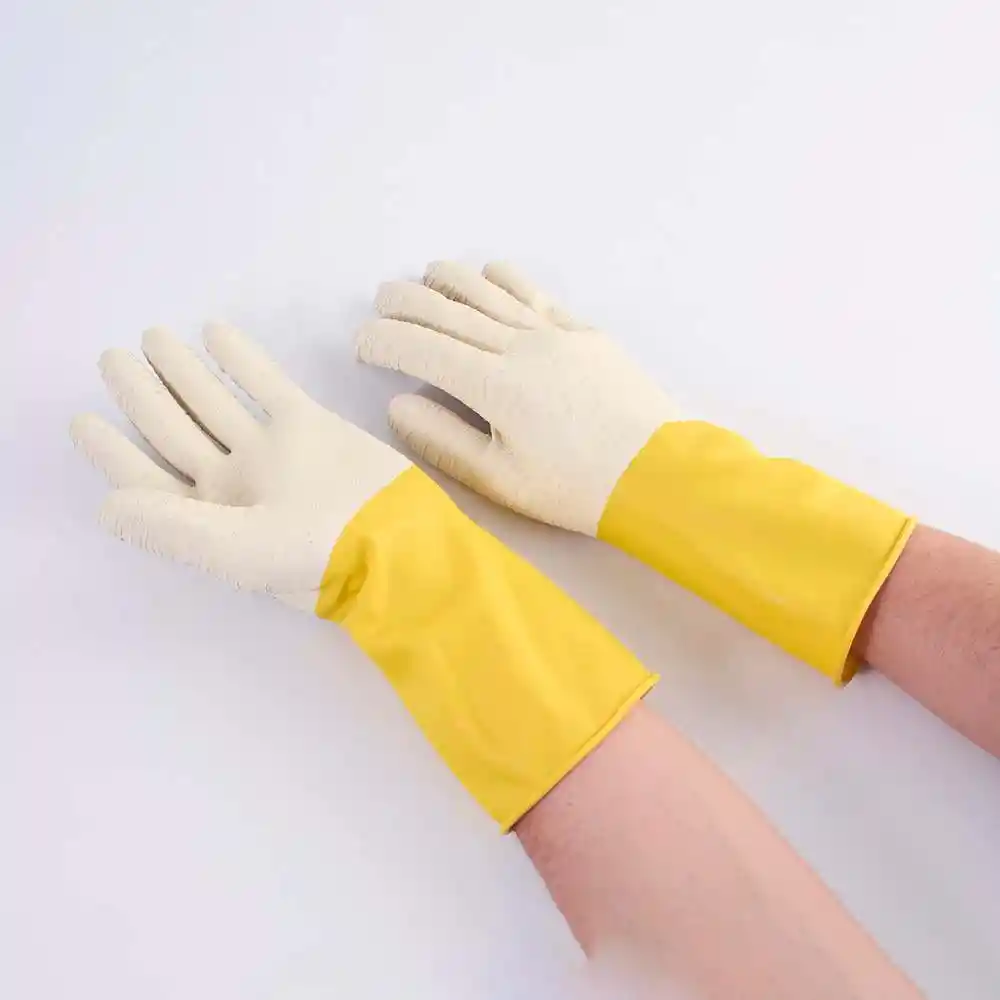 Guantes Visionario Corrugado Talla L Amarillo Latex