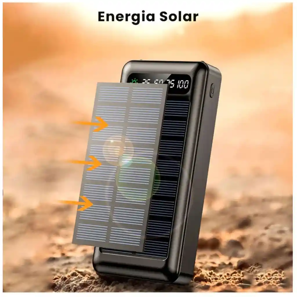 Power Bank Batería Solar Portátil Panel 20000mah Linterna Cm