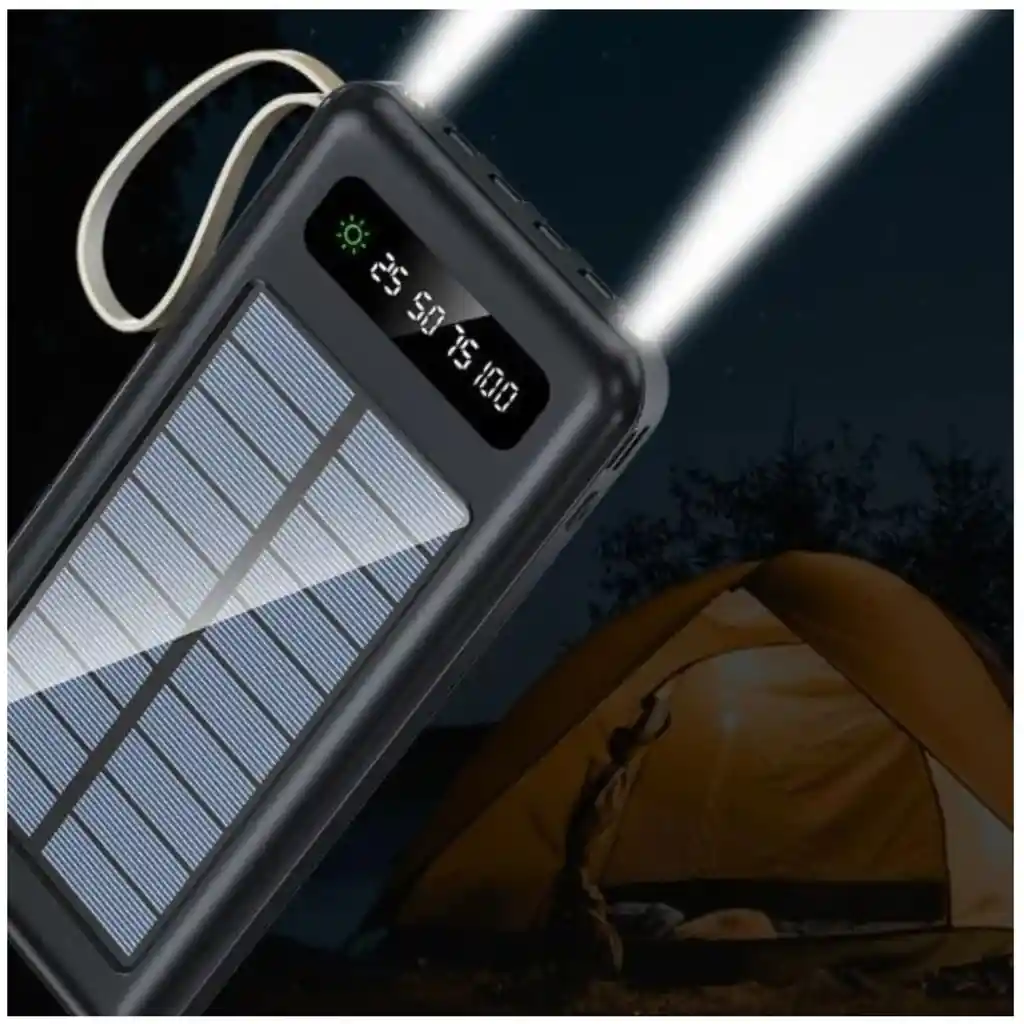 Power Bank Batería Solar Portátil Panel 20000mah Linterna Cm