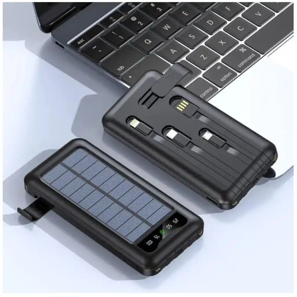 Power Bank Batería Solar Portátil Panel 20000mah Linterna Cm