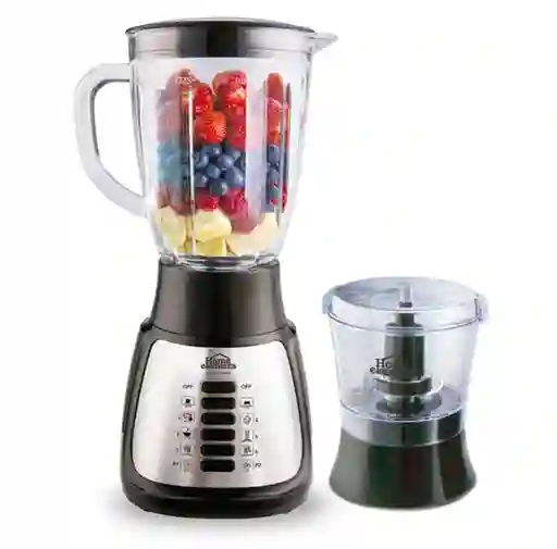 Licuadora Duo Mix Silver Vaso De Vidrio 1,5 Litros 6 Velocidades Home Elements