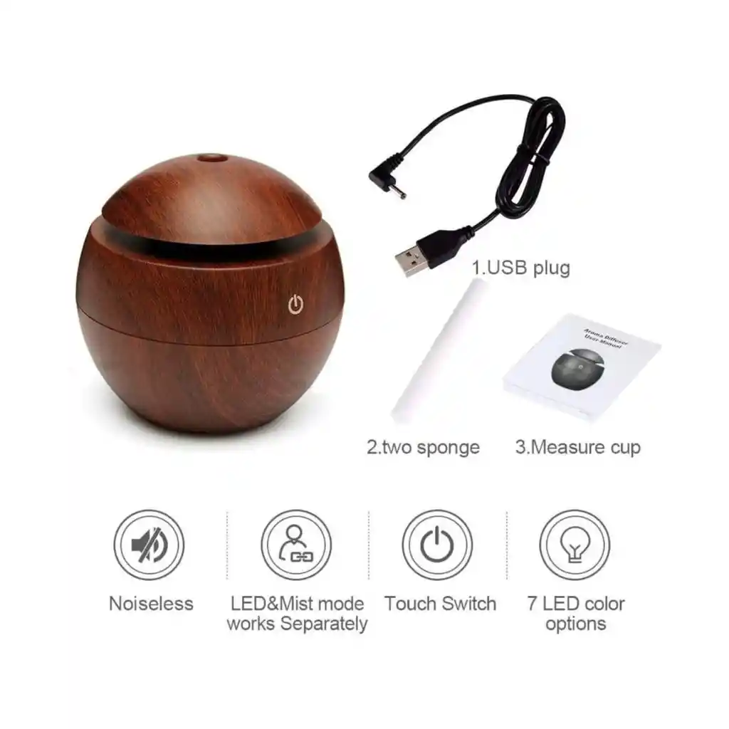 Humificador De Aromas Mini Esfera Led De 200ml 828