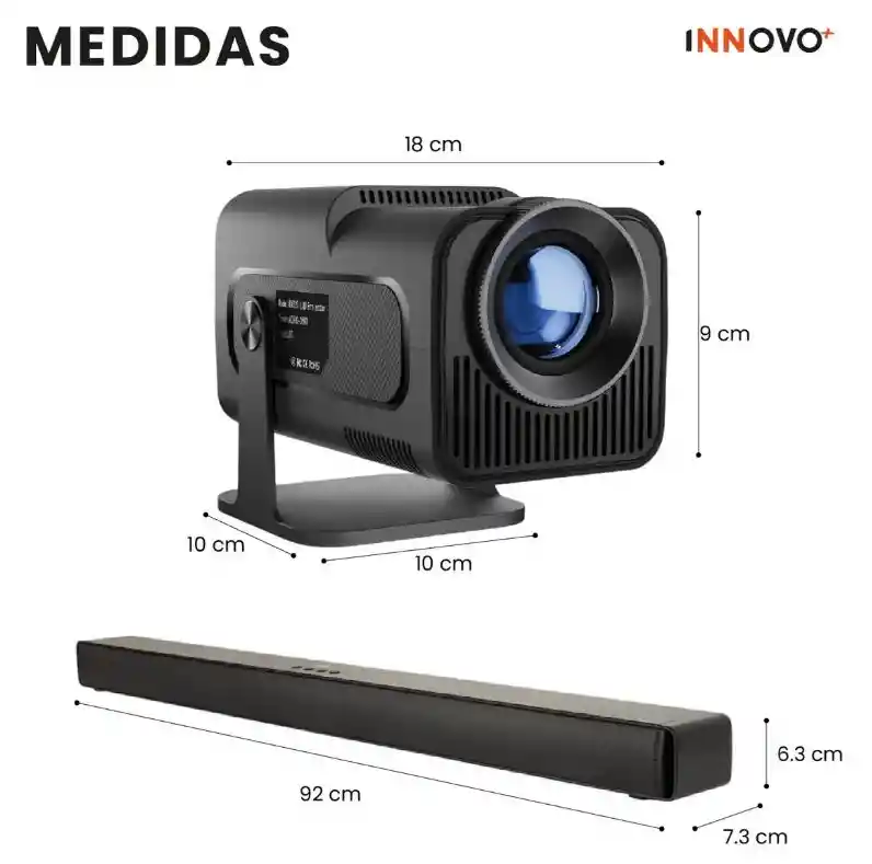 Proyector Android 4k Hy 320 Con Barra Sonido Bluetooth Cine - Negro