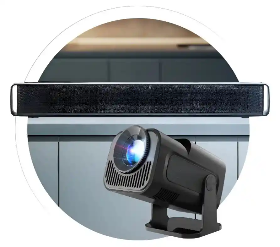 Proyector Android 4k Hy 320 Con Barra Sonido Bluetooth Cine - Negro