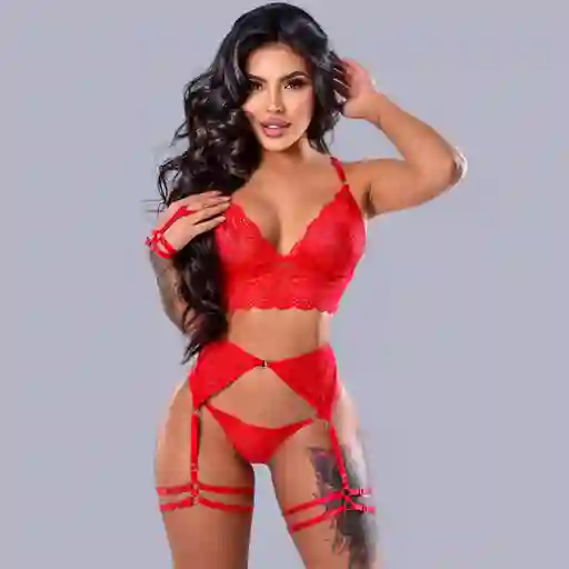 Conjunto Lencería Ariel Rojo Talla Única Ligueros