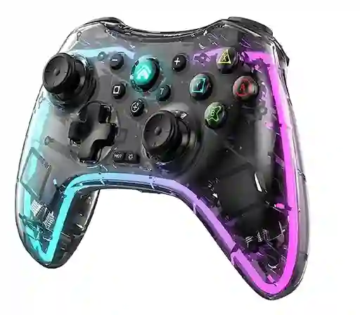 Controlador Gaming Rgb Transparente Inalámbrico Android Ios Color Negro