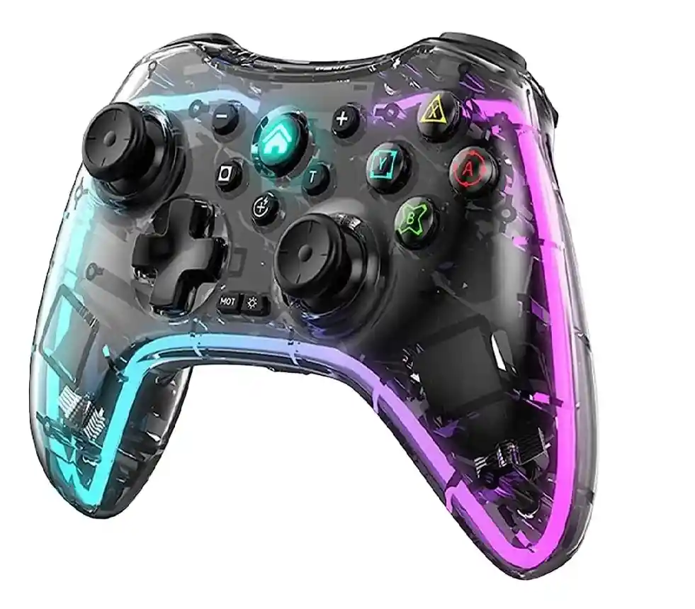 Controlador Gaming Rgb Transparente Inalámbrico Android Ios Color Negro