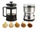 Prensa Francesa Café 600ml Y Mini Molino Café Eléctrico