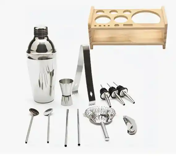 Set Bartender Kit Coctelera Vaso Shaker Preparar Bebibas X12