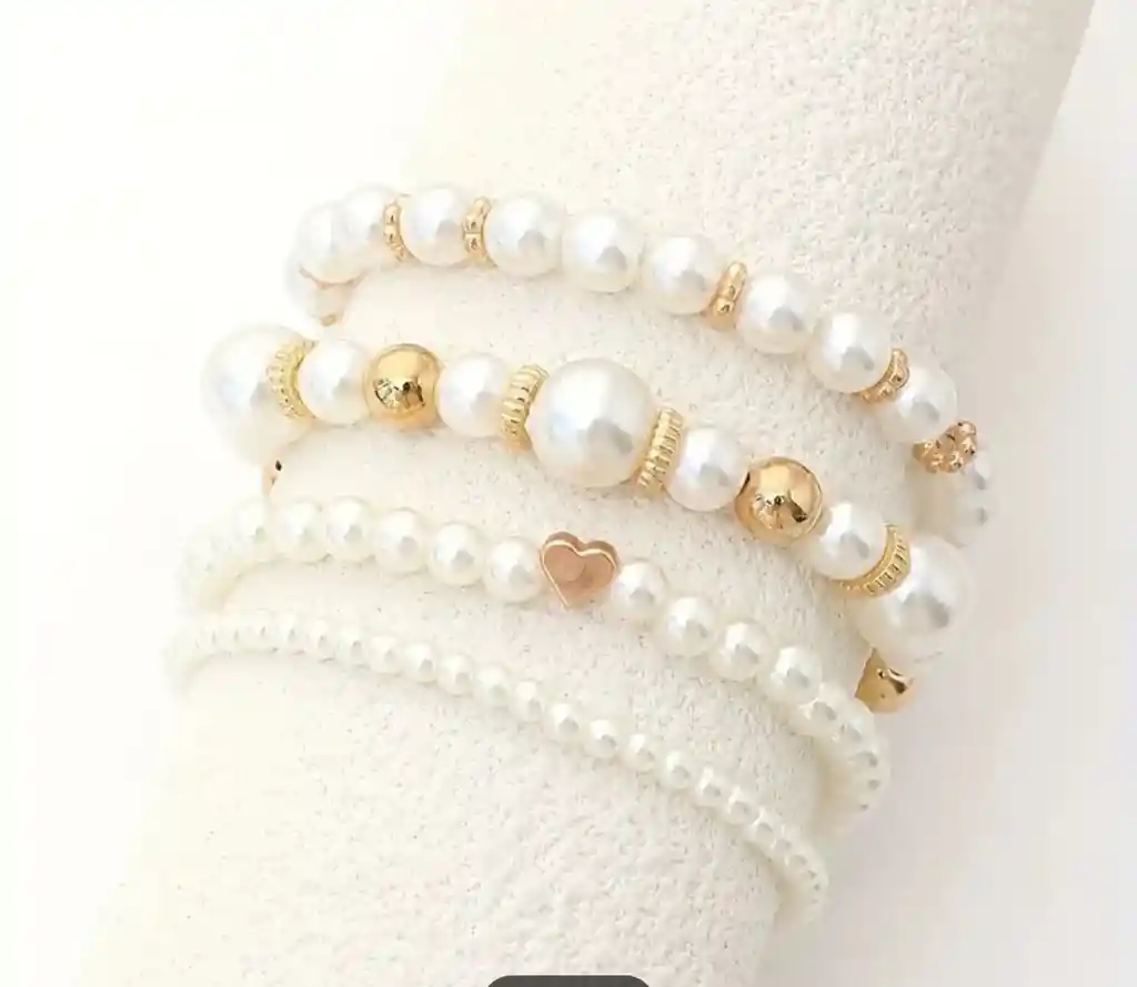 Juego De Pulseras X 4 Unidades De Perlas