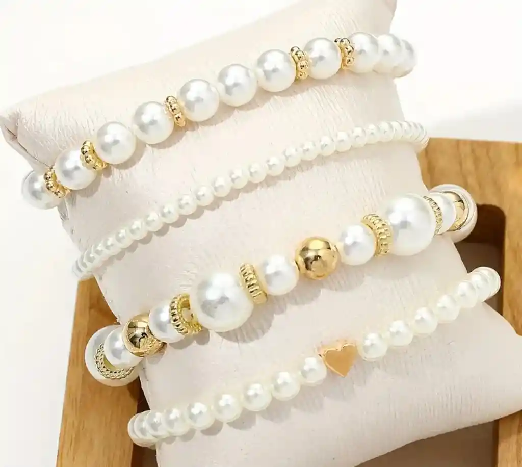 Juego De Pulseras X 4 Unidades De Perlas