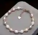 Pulsera De Perlas Dorado Rosa Con Dije De Corazon