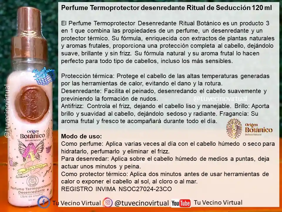 Perfume Termoprotector Seduccion Y Tentacion Ritual Botanico