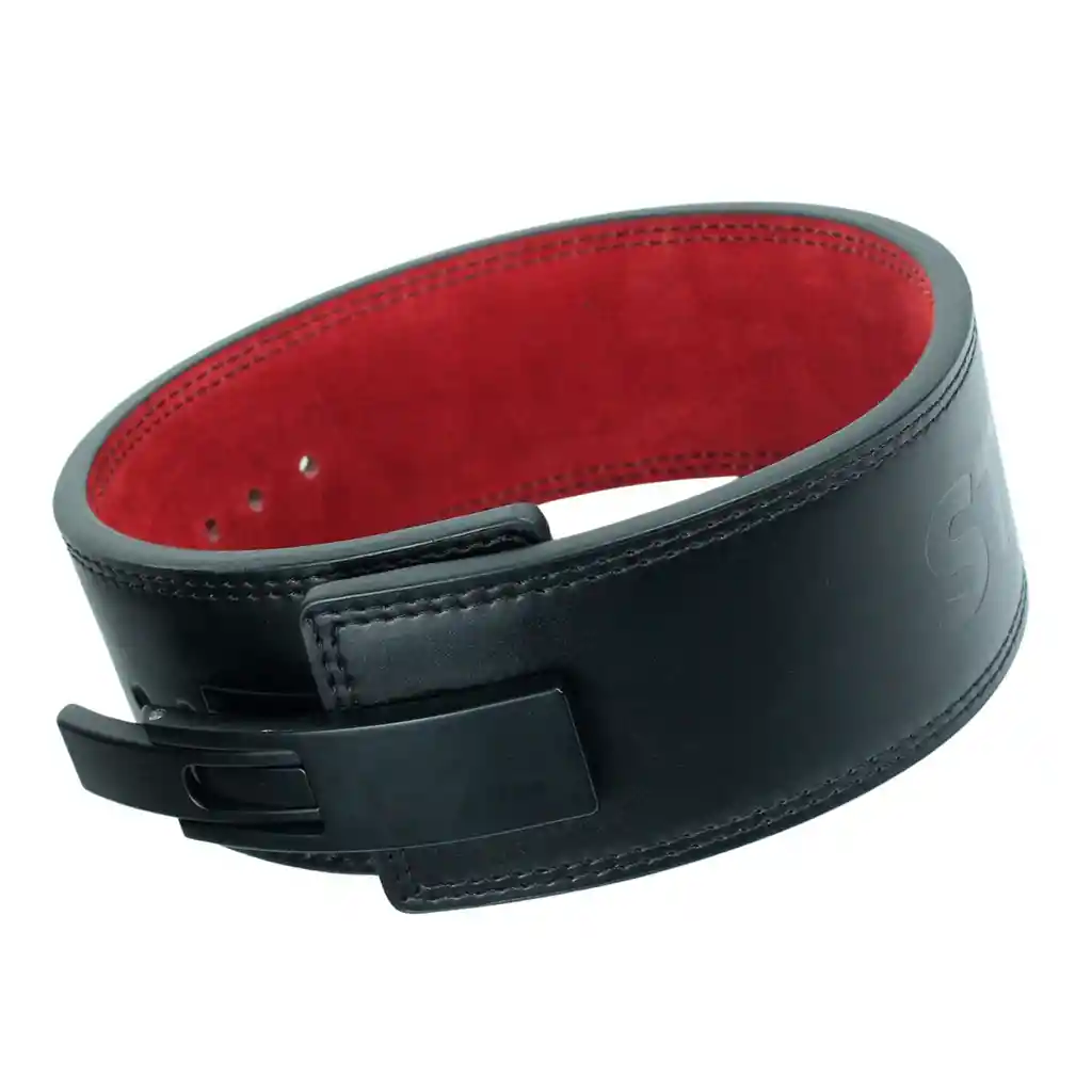 Cinturon Cuero Pesas Gym Powerlifting Hebilla Palanca Negro