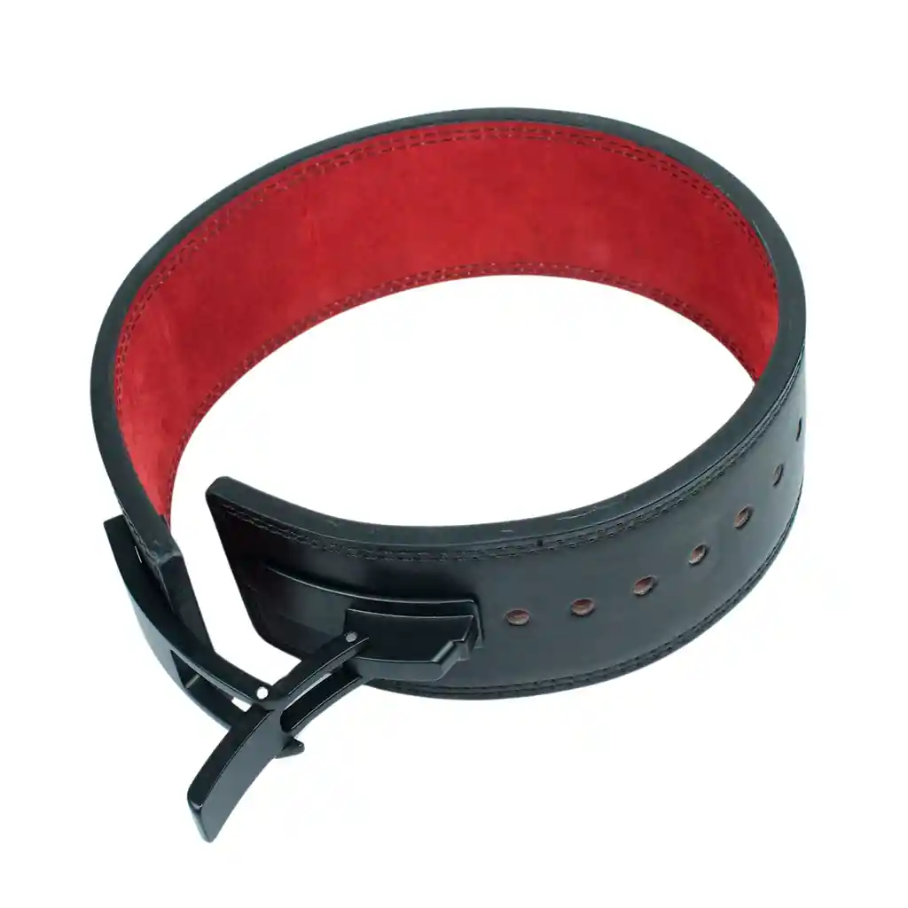 Cinturon Cuero Pesas Gym Powerlifting Hebilla Palanca Negro