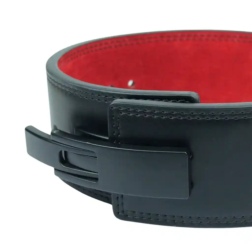 Cinturon Cuero Pesas Gym Powerlifting Hebilla Palanca Negro