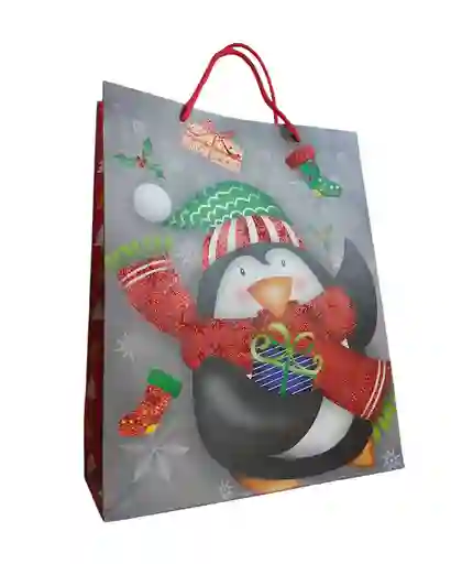 Bolsa De Regalo Navidad Pinguino De Navidad Mediana 32 Cm X 25 Cm