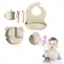 Set Vajilla Para Bebé Orejas 6 Piezas Silicona Libre Bpa Oso