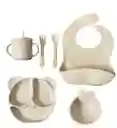 Set Vajilla Para Bebé Orejas 6 Piezas Silicona Libre Bpa Oso