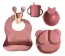Set Vajilla Para Bebé Orejas 6 Piezas Silicona Libre Bpa Oso