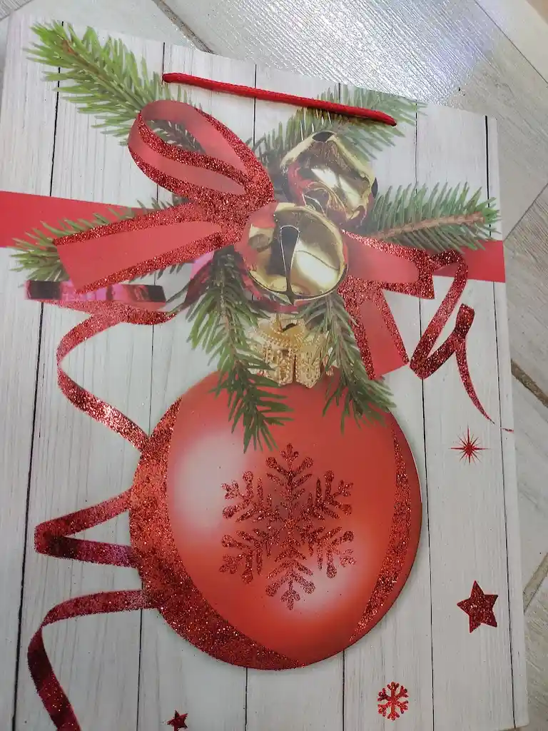 Bolsa De Regalo Navidad Bola De Navidad Roja Mediana 32 Cm X 25 Cm