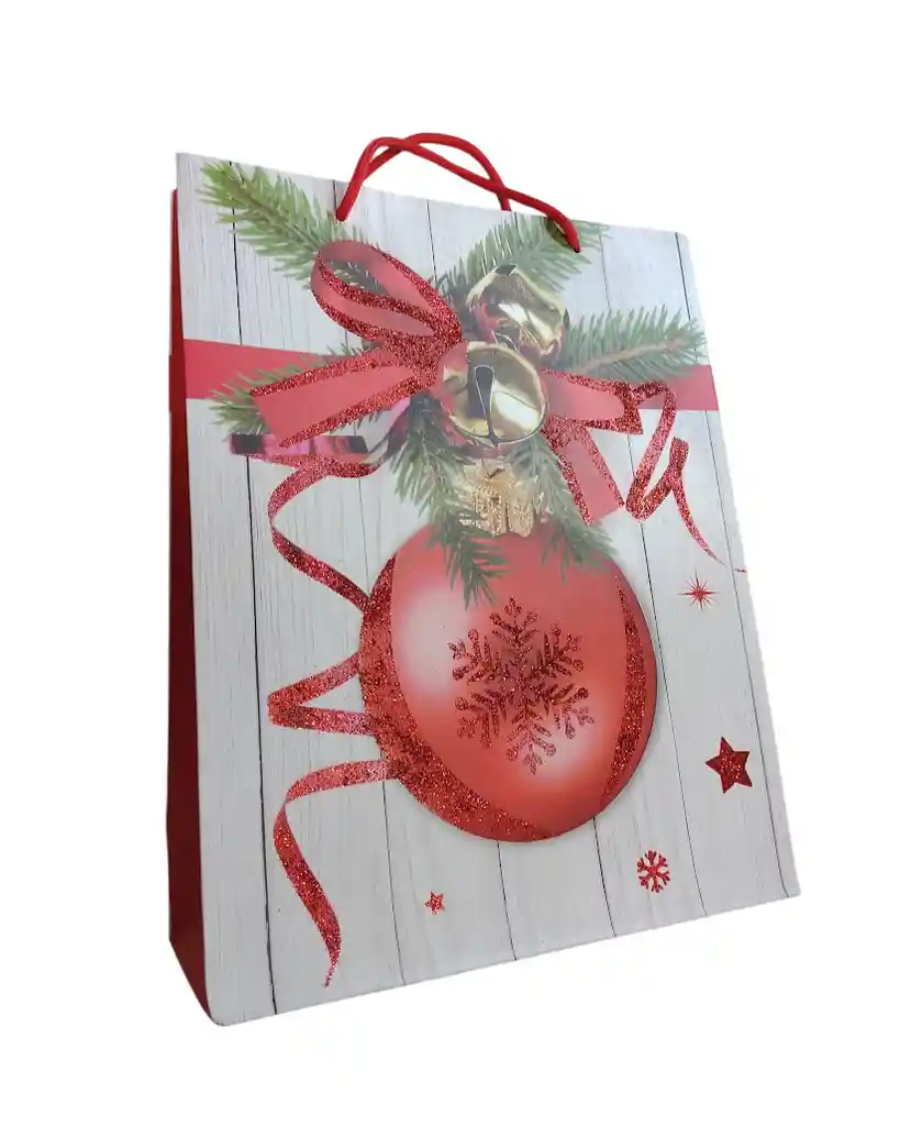 Bolsa De Regalo Navidad Bola De Navidad Roja Mediana 32 Cm X 25 Cm