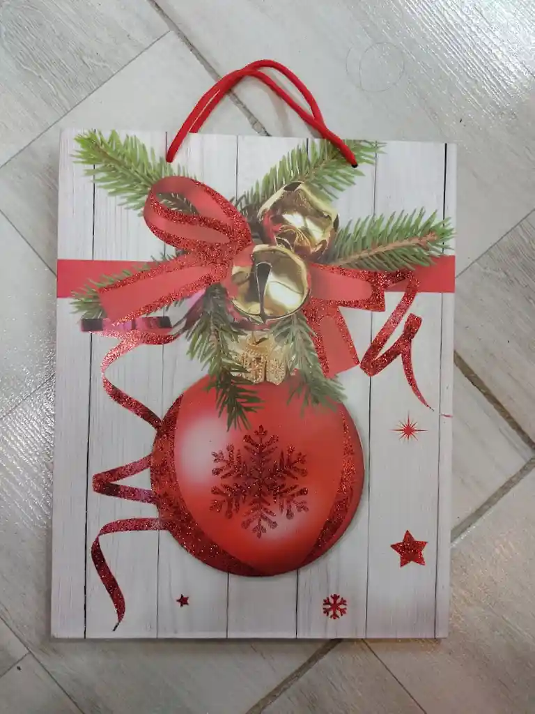 Bolsa De Regalo Navidad Bola De Navidad Roja Mediana 32 Cm X 25 Cm