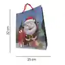 Bolsa De Regalo Navidad Papa Noel Animado Mediana 32 Cm X 25 Cm