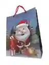 Bolsa De Regalo Navidad Papa Noel Animado Mediana 32 Cm X 25 Cm